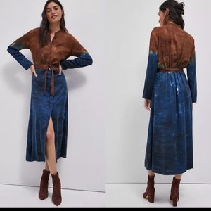 Anthropologie  Cloth & Stone Perla Tie Dye Maxi Shirtdress size Large